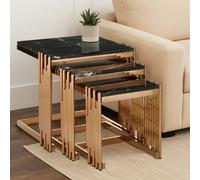 Orsina Durable Design Set Of 3 Square Nesting Tables, Luxurious Small Side Table By Couch, Functional Bedside Table