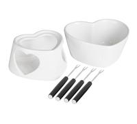 Orsina Durable Fondue Set, Heart Shaped Design Cheese Fondue Set, Chic Design Best Fondue Set For Dining Table in White Orsina White