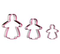 Orsina Durable Gingerbread Lady 3Pc Cutter Set, Simple To Use Biscuit Cutters, Dishwasher Safe Cookie Cutters in Pink Orsina Pink