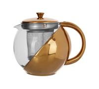 Orsina Durable Gold Finish Glass 600Ml Teapot With Infuser, Durable Tea Pot For Dining Table, Practical Tea Pot
