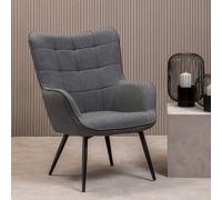 Orsina High Back Fabric Armchair with Black Legs, Versatile Durable Armchair, Easy to Maintain Bucket Chair in Grey Orsina Grey
