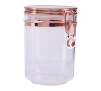 Premier Housewares Plastic Canister With Copper Lid - 0.8Ltr/ Transparent Cereal Storage Containers/Copper Finish Lid/Luxurious Storage Jars/Clip Open Style/Dimensions are W13 x D10 x H15cm