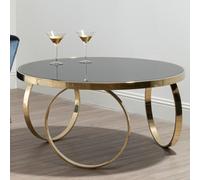 Orsina Durable Large Round Coffee Table, Elegant Decorative Coffee Table, Sturdy Modern Round Coffee Table in Gold Orsina Gold