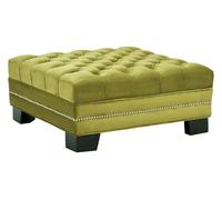 Orsina Durable Moss Velvet Footstool, Plush Velvet Soft Footstool, Button Tufted Large Upholstered Footstool in Green Orsina Green
