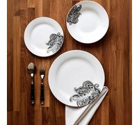 Orsina Durable Prince 12 Piece Black Dinner Set, Stylish Dinner Set For Dinner, Contemporary Design Crockery Set Orsina Black