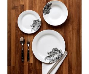 Orsina Durable Prince 12 Piece Black Dinner Set, Stylish Dinner Set For Dinner, Contemporary Design Crockery Set