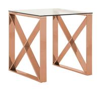 Orsina Durable Rose Gold Cross Legs End Table, Stylish Design Side Table For Livingroom, Versatile Side Table