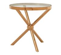 Orsina Durable Round Rose Gold Side Table, Elegant Small Lounge Table For Tea, Stainless Steel Base Bedside Table