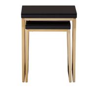 Orsina Durable Set Of 2 Nesting Tables, Glossy Black Topped Corner Table, Modern Design Decorative Table For Lounge