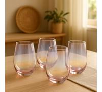 Set of 4 Pink Frosted Hiball Glasses Pink