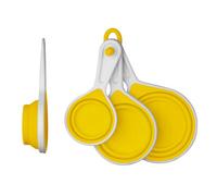 Orsina Durable Set Of Four Yellow Silicone Measuring Cups, Collapsible Measuring Cup, Functional Measuring Cup