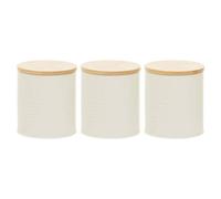 Premier Housewares Set Of Three Cream Cannisters | Stylish Design Set Of Three Kitchen Canisters For Dining Table | Secured Storage Stainless Steel Canister Set For Kitchen