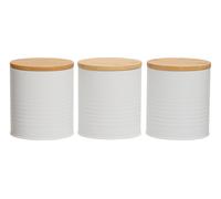 Orsina Durable Set Of Three Grey Cannisters, Stylish Design Kitchen Canisters, Secured Storage Canister Set in White Orsina White