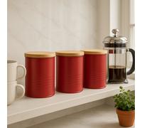 Interiors By PH Set Of Three Red Canisters, Red