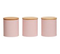 Orsina Durable Set Of Three Grey Cannisters, Stylish Design Kitchen Canisters, Secured Storage Canister Set in Pink Orsina Pink