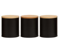 Orsina Durable Set Of Three Grey Cannisters, Stylish Design Kitchen Canisters, Secured Storage Canister Set in Black Orsina Black