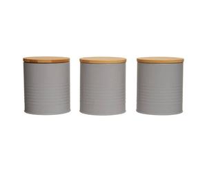 Orsina Durable Set Of Three Grey Cannisters, Stylish Design Kitchen Canisters, Secured Storage Canister Set