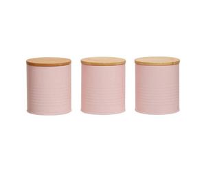 Orsina Durable Set Of Three Pink Canisters, Practical Design Kitchen Canisters, Stylish Stainless Steel Canisters