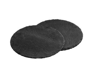 Orsina Durable Set Of Two Slate Round Placemats, Handcrafted Natural Slate Four Placemats, Versatile Placemats