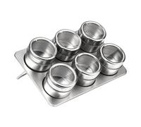 Orsina Durable Spice Jars Tray With Oblong Tray, Magnetic Spice Jars Tray For Kitchen, Durable Tray With Clear Lid in Silver Orsina Silver