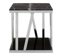 Orsina Durable Square Side Table With Black Marble Top, Versatile Black Side Table, Contemporary Bedside Table