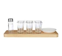 Premier Housewares TEQUILA Shot Glass Set, Wooden Tray, Six Shot Glasses, Wood, Natural, 12 x 32 x 9 cm