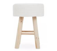 Orsina Durable White Cotton Rope Stool, Stylish Kitchen Stool For Bedroom, Versatile Design Bar Stool For Guests Orsina White