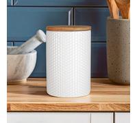 Orsina Durable White Hex Canister, Practical Design Kitchen Canister For Ingredients, Stainless Steel Canister