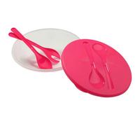 Durably Constructed Salad Container With Pink Lid, Convenient Storage Box With Lid, Versatile Plastic box