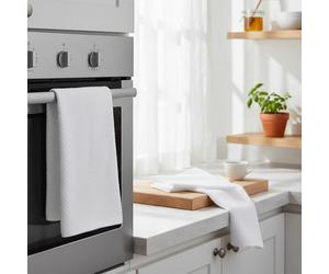 Orsina Efficient Set Of Three White Terry Tea Towels, Durable Tea Towels For Breakfast, Soft Tea Towels For Kitchen