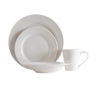 Orsina Elegant 16 Pc Ribbed Dinner Set, Ribbed Design Dinner Set For Kitchen, Glazed Finish Modern Dinner Set in White Orsina White