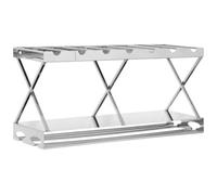 Orsina Elegant 2 Tier 7 Bottle Silver Wine Rack, Space Saving Wine Bottle Rack For Cupboard, Stylish Wine Rack