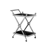 Orsina Durable 2 Tier Silver And Cross Design Trolley, Elegant Drinks Trolley, Steel Kitchen Island Trolley