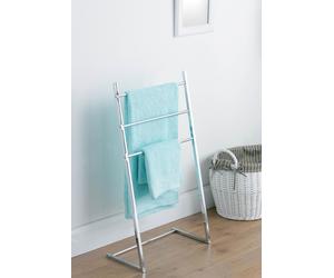 Orsina Elegant 3 Arm Chrome Towel Stand, Standing Towel Bar with Air Circulation Space, Modern Metal Towel Rack in Silver Orsina Silver