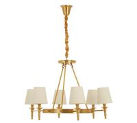 Orsina Elegant 6 Arm Gold Ceiling Light with Linen Shades, Brass Frame Hotel Style Pendant Light, Lighting Fixture Orsina Gold