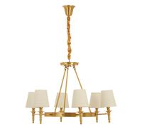 Orsina Elegant 6 Arm Gold Ceiling Light with Linen Shades, Brass Frame Hotel Style Pendant Light, Lighting Fixture Orsina Gold