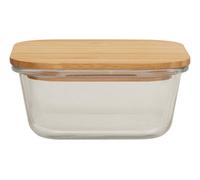 Orsina Elegant 800 Ml Glass Container With Bamboo Lid, Functional Clear Glass Container, Airtight Storage Container