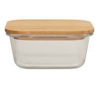 Orsina Elegant 800 Ml Glass Container With Bamboo Lid, Functional Clear Glass Container, Airtight Storage Container in Natural Orsina Natural
