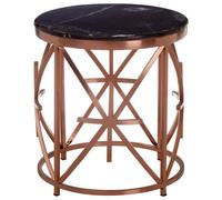 Orsina Elegant Black Marble And Rose Gold Side Table, Premium Modern Side Table For Livingroom, Marble Top Table