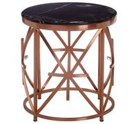Orsina Elegant Black Marble & Rose Gold Side Table, Premium Modern Side Table For Livingroom, Marble Top Table Orsina Rose Gold