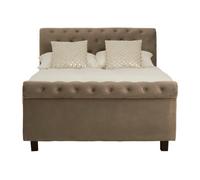 Orsina Elegant Brushed Velvet Double Bed, Minimalist Double Bed For Bedroom, Velvet Upholstered Stud Detail Bed