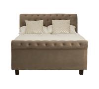 Orsina Elegant Brushed Velvet Double Bed, Minimalist Double Bed in Brown Orsina Brown