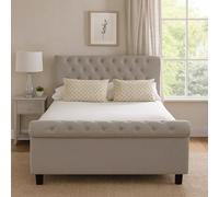 Orsina Elegant Brushed Velvet Double Bed, Minimalist Double Bed in Grey Orsina Grey