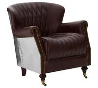 Orsina Elegant Coffee Leather Armchair,modern Accent Chair With Scrolled Arms,tufted Backrest Chair,lounge Chair