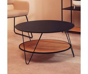 Orsina Elegant Coffee Table With Hairpin Legs, Functional Coffee Table With Storage, Sleek Metal Top Coffee Table in Natural Orsina Natural