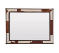 Orsina Elegant Design Brown And White Genuine Leather Wall Mirror