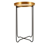 Orsina Elegant Design Gold Finish Round Top Side Table, Versatile Small Table, Sleek And Sturdy Bedside Table