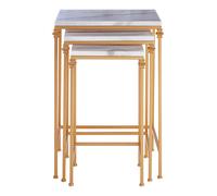 Orsina Elegant Design Set Of 3 Square Side Tables, Stylish Side Tables For Livingroom, Functional Bedside Table in Gold Orsina Gold