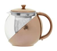 Premier Housewares Copper Finish Rounded Glass Teapot with Infuser, Silver