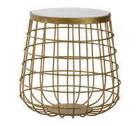 Orsina Elegant Design White Marble Top Side Table, Sleek Circular Side Table, Durable Modern Side Table For Garden in Gold Orsina Gold